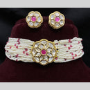 Amoliya Jewels Luxury Polki Kundan Stone And Pearl Choker Necklace Set 