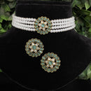 Amoliya Jewels Luxury Polki Kundan Stone And Pearl Choker Necklace Set