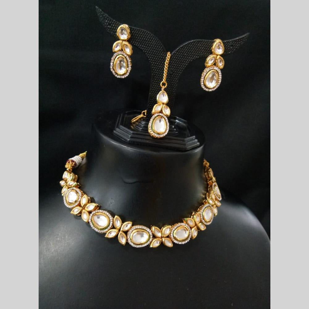Amoliya Jewels Luxury Polki Kundan Stone Choker Necklace Set 