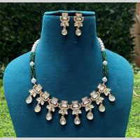 Amoliya Jewels Luxury Polki Kundan Stone Pearl And Beads Necklace Set