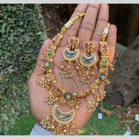 Amoliya Jewels Graceful Pota Stone Pearl Necklace Set 