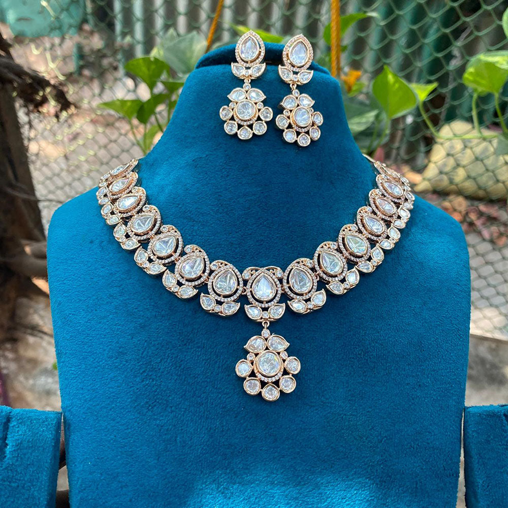 Amoliya Jewels Luxury Polki Kundan Stone Necklace Set