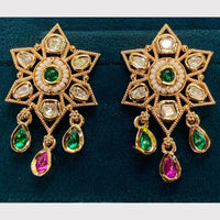 Amoliya Jewels Designer Polki Kundan Stone And Pearl Statement Dangler Earrings