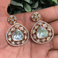 Amoliya Jewels Designer Polki Kundan Stone And Pearl Statement Dangler Earrings