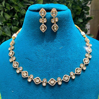 Amoliya Jewels Trendy Ethnic Polki Kundan Stone Necklace Set