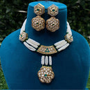Amoliya Jewels Trendy Ethnic Polki Kundan Stone And Pearl Necklace Set