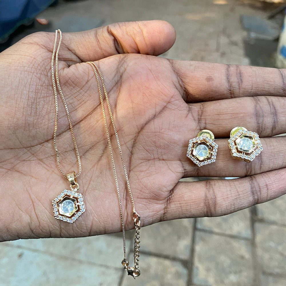 Amoliya Jewels Regal Polki Kundan Stone Chain Pendant Set