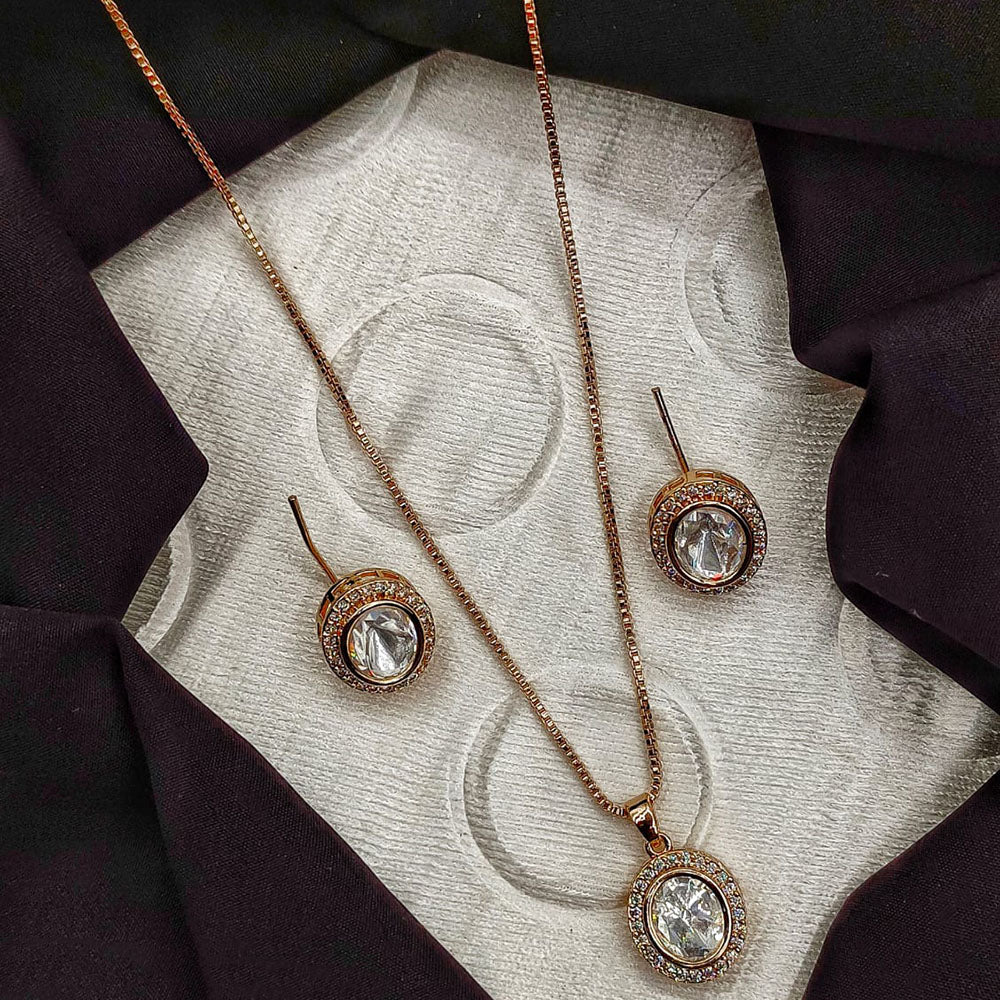 Amoliya Jewels Regal Polki Kundan Stone Chain Pendant Set