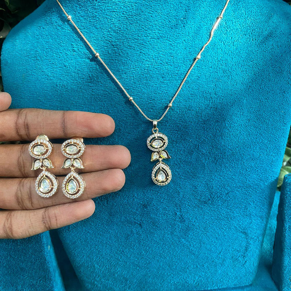 Amoliya Jewels Regal Polki Kundan Stone Chain Pendant Set