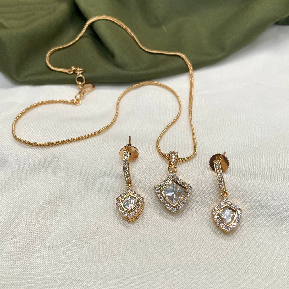 Amoliya Jewels Regal Polki Kundan Stone Chain Pendant Set