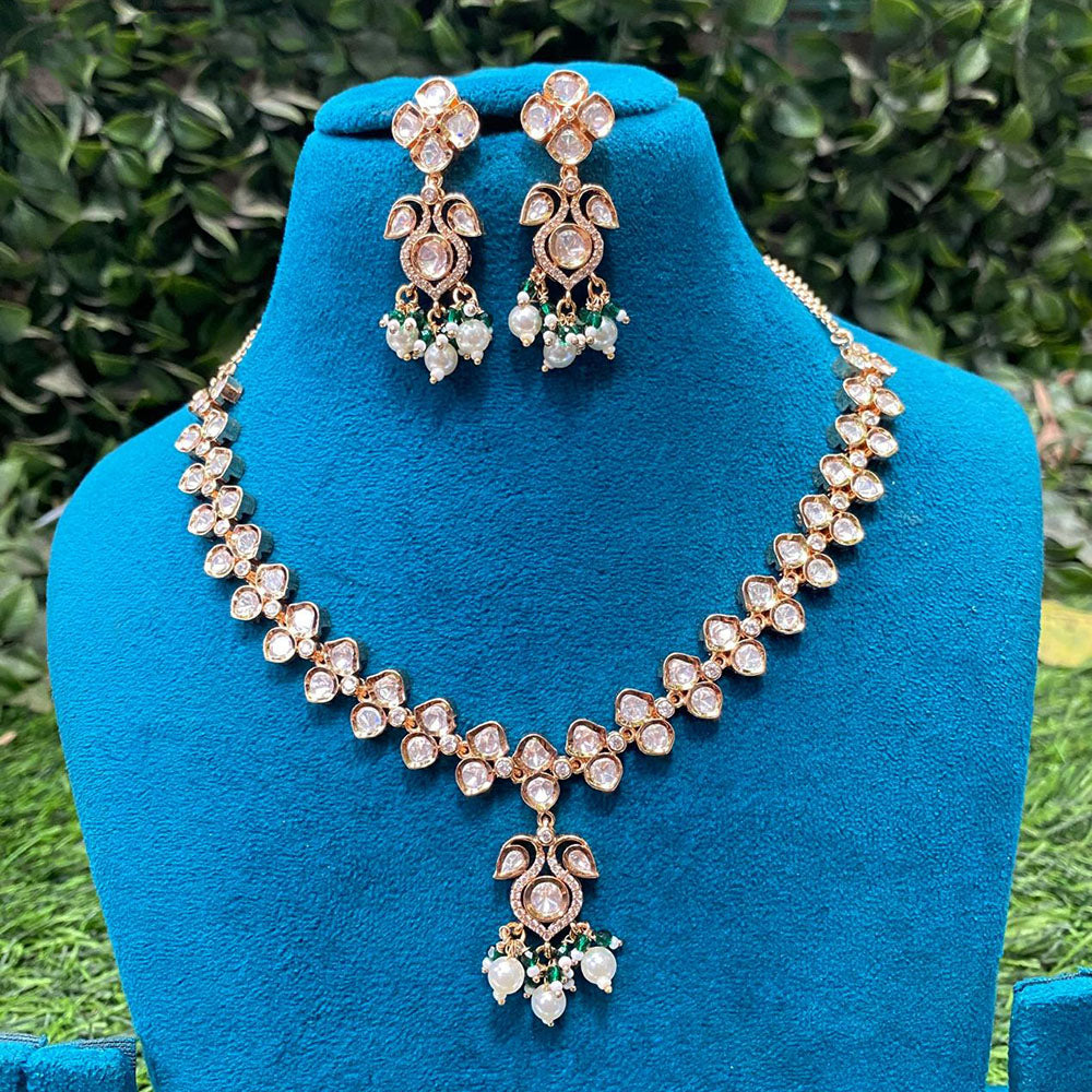 Amoliya Jewels Designer Polki Kundan Stone And Pearl Necklace Set