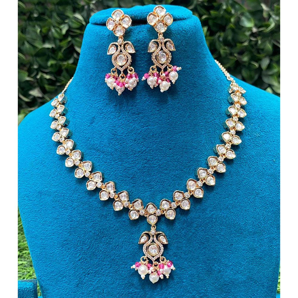 Amoliya Jewels Designer Polki Kundan Stone And Pearl Necklace Set