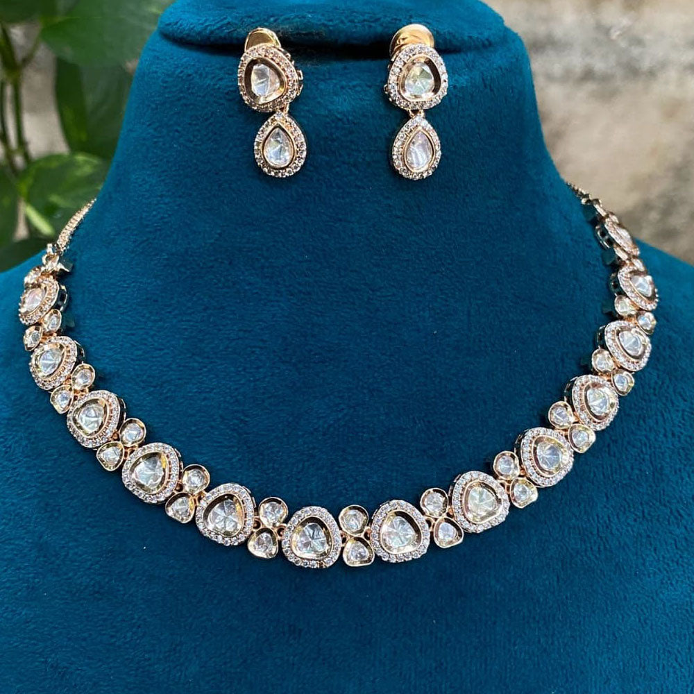 Amoliya Jewels Designer Polki Kundan Stone Necklace Set