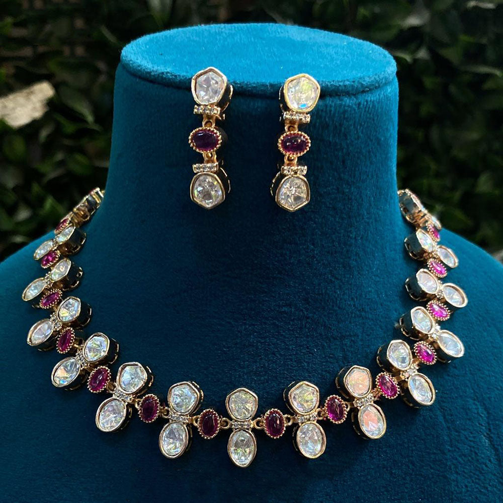 Amoliya Jewels Designer Polki Kundan Stone Necklace Set