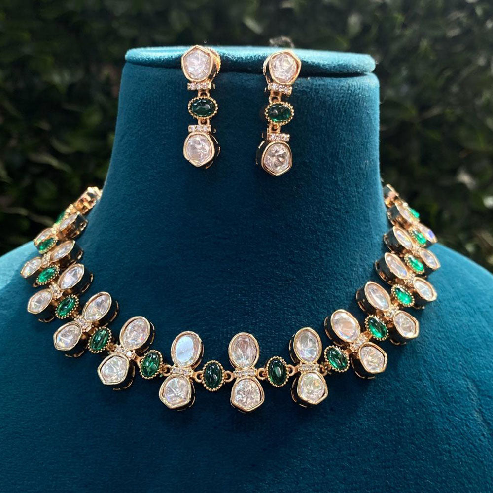 Amoliya Jewels Designer Polki Kundan Stone Necklace Set