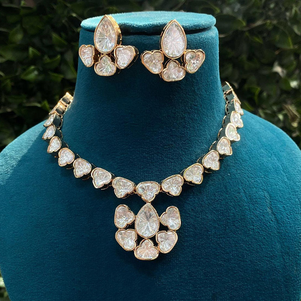 Amoliya Jewels Designer Polki Kundan Stone Necklace Set