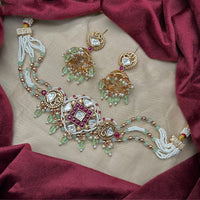 Amoliya Jewels Designer Polki Kundan Stone And Pearl Choker Necklace Set