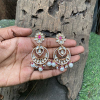 Amoliya Jewels Elegant Polki Kundan Stone Ethnic Dangler Earrings