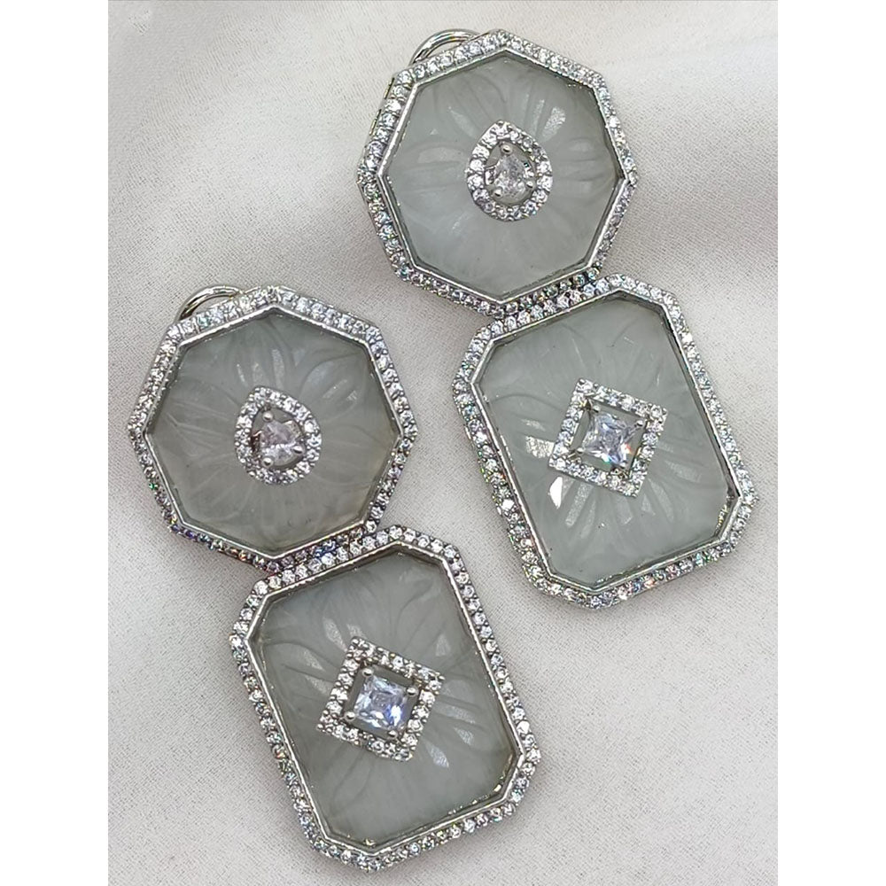 Amoliya Jewels Graceful American Diamond And Austrian Stone Dangler Earrings