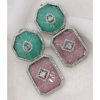 Amoliya Jewels Graceful American Diamond And Austrian Stone Dangler Earrings