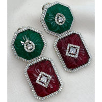 Amoliya Jewels Graceful American Diamond And Austrian Stone Dangler Earrings