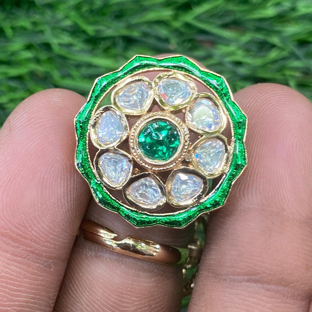 Amoliya Jewels Ethnic Polki Kundan Stone And Meenakari Rings