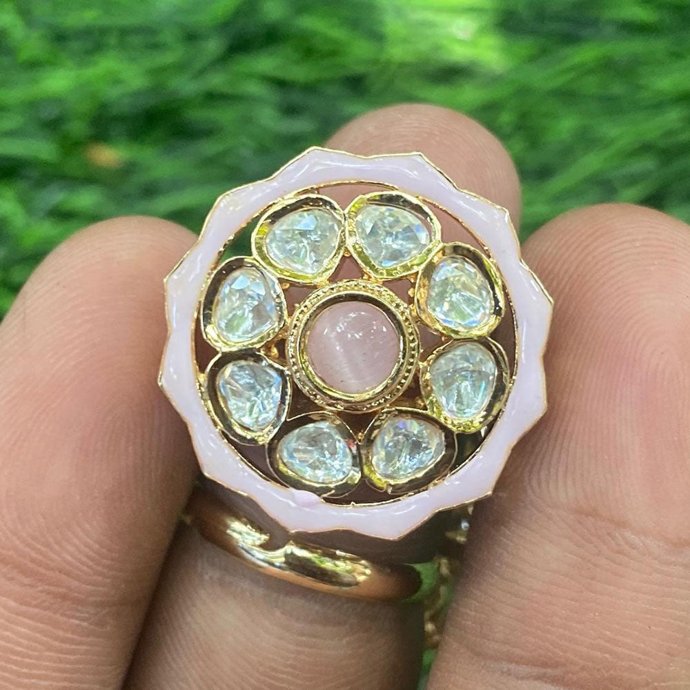 Amoliya Jewels Ethnic Polki Kundan Stone And Meenakari Rings