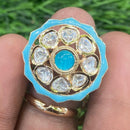 Amoliya Jewels Ethnic Polki Kundan Stone And Meenakari Rings