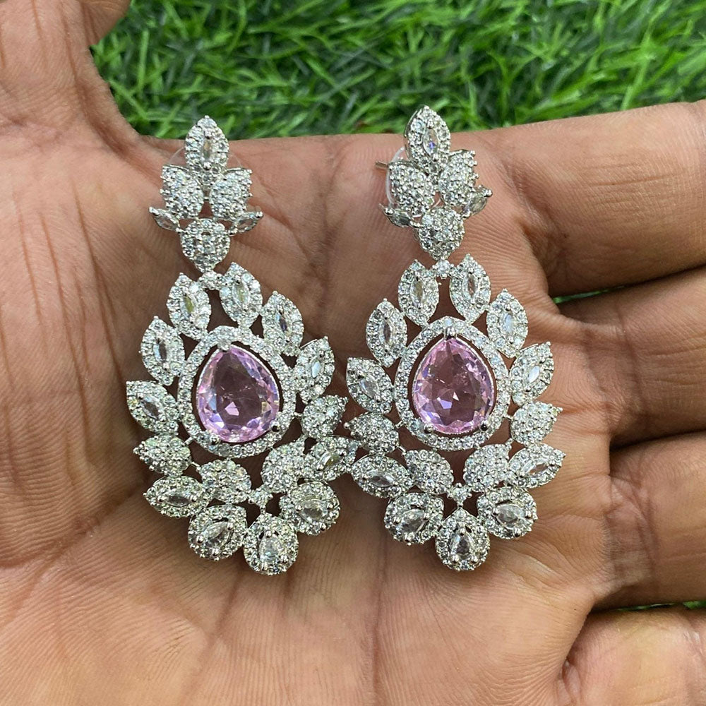 Amoliya Jewels American Diamond Designer Dangler Earrings