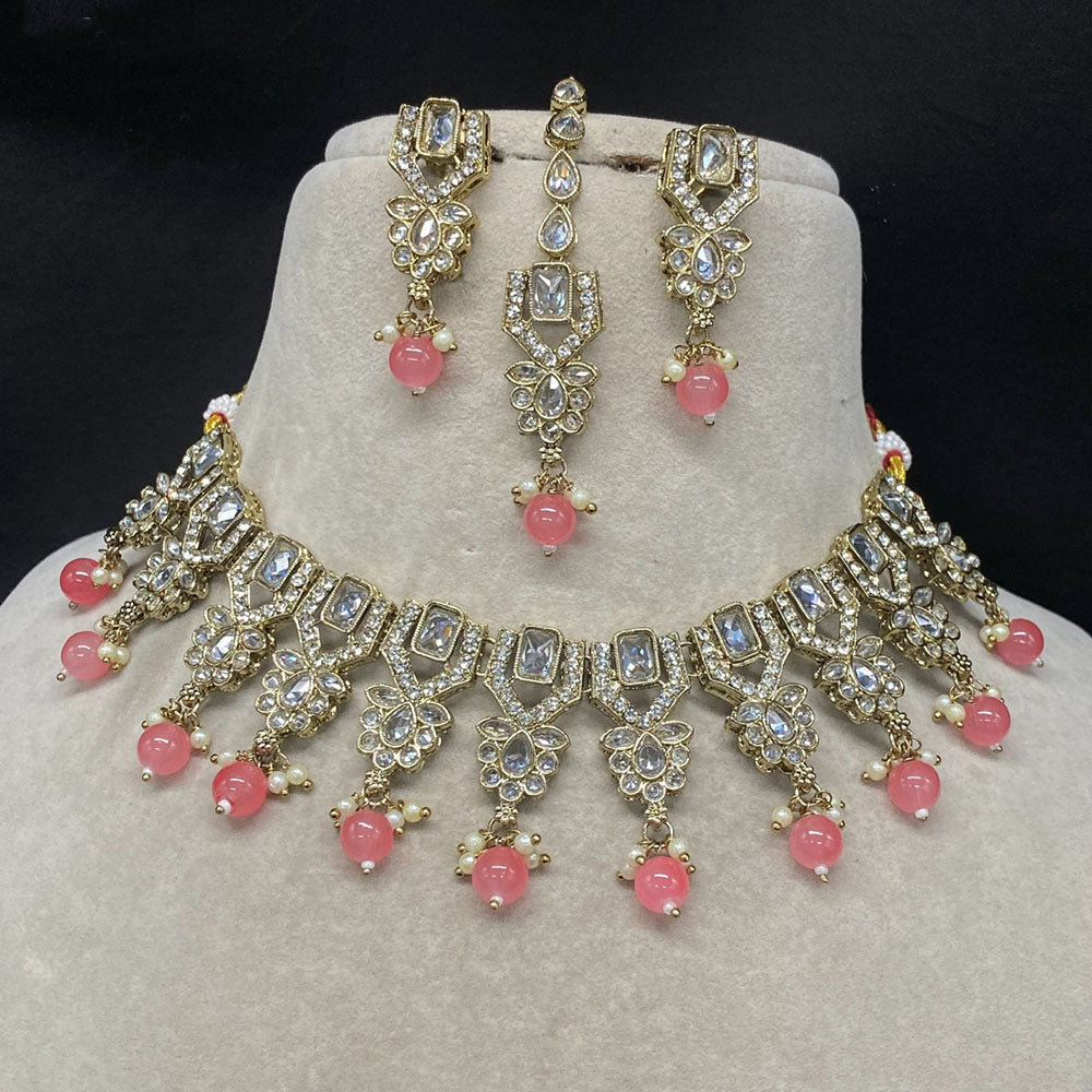 Amoliya Jewels Heritage Crystal Stone Pearl And Beads Choker Necklace Set