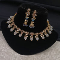 Amoliya Jewels Heritage Crystal Stone Pearl And Beads Choker Necklace Set