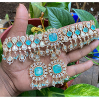 Amoliya Jewels Luxury Polki Kundan Stone Pearl And Beads Necklace Set