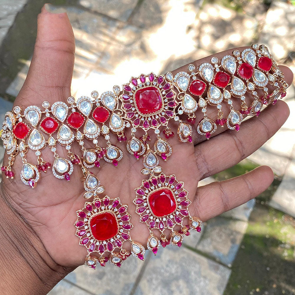 Amoliya Jewels Luxury Polki Kundan Stone Pearl And Beads Necklace Set