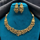 Amoliya Jewels Gold Plated Pota And Pearls Temple Necklace Set