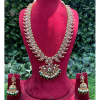 Amoliya Jewels Designer Pota Stone And Pearl And Beads Long Necklace Set