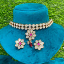 Amoliya Jewels Luxury Polki Kundan Stone Pearl And Beads Choker Necklace Set