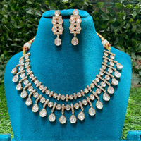 Amoliya Jewels Gold Plated Kundan Stone Double Layer Necklace Set