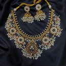 Amoliya Jewels Designer Pota Stone Pearl And Beads Necklace Set