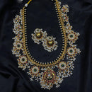 Amoliya Jewels Designer Pota Stone And Pearl And Beads Long Necklace Set
