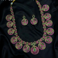 Amoliya Jewels Designer Pota Stone Long Necklace Set