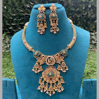 Amoliya Jewels Designer Pota Stone And Beads Necklace Set