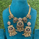 Amoliya Jewels Designer Pota Stone And Beads Necklace Set