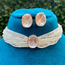 Amoliya Jewels Royal Polki Kundan Stone And Pearl Choker Necklace Set