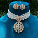 Amoliya Jewels Royal Polki Kundan Stone And Pearl Choker Necklace Set