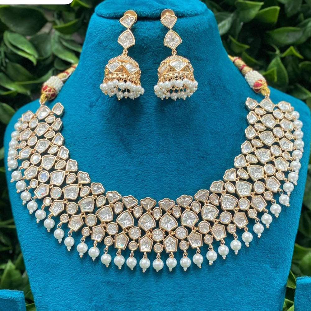 Amoliya Jewels Polki Kundan Stone Choker Necklace Set