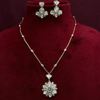 Amoliya Jewels Polki Kundan Stone Chain Pendant Set