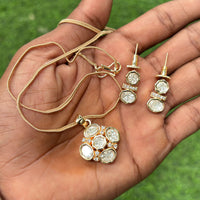 Amoliya Jewels Perfect Festive Wear Polki Kundan Stone Chain Pendant Set