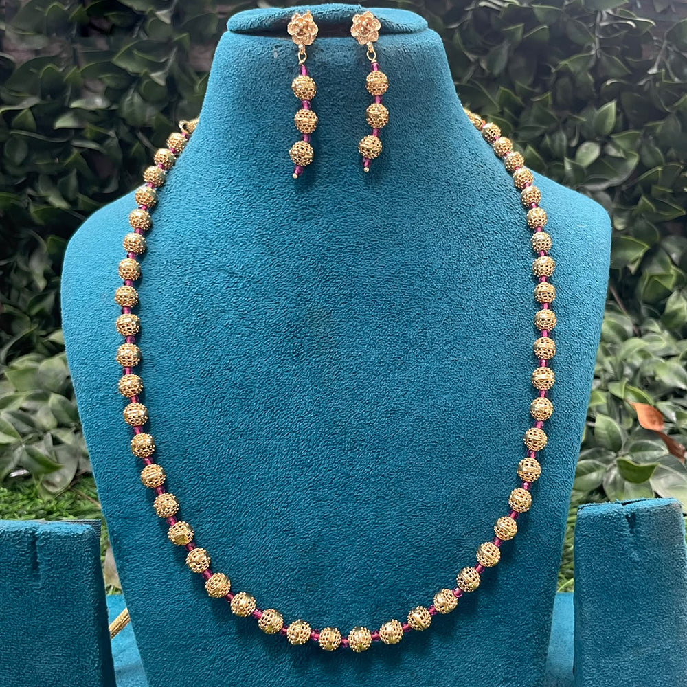 Amoliya Jewels Gold Plated Beads Necklace Set