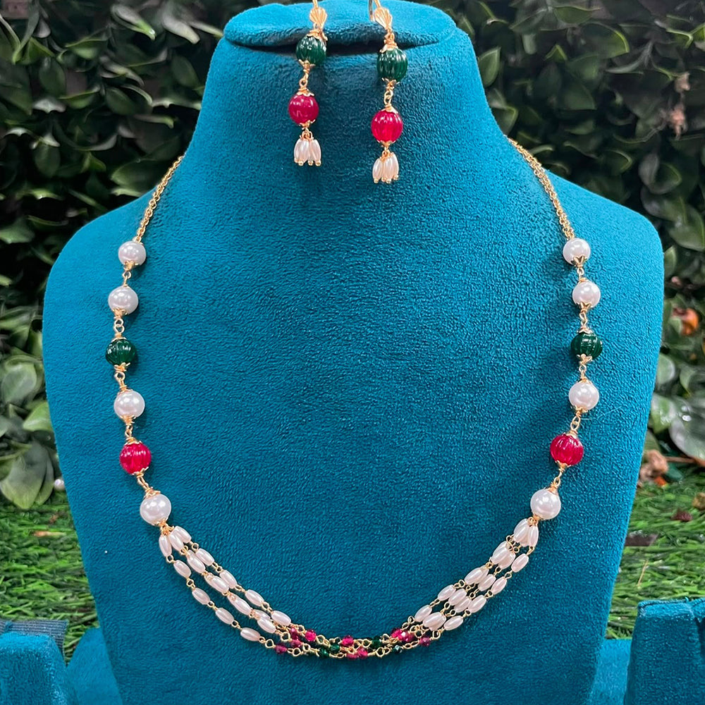 Amoliya Jewels Stylish Beaded Necklace Jewellery Set