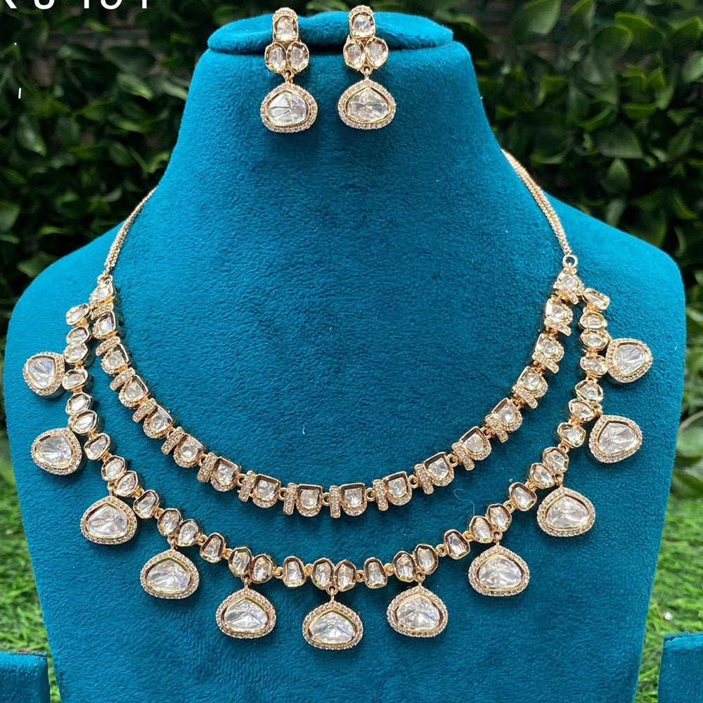 Amoliya Jewels Royal Polki Kundan Stone Necklace Set